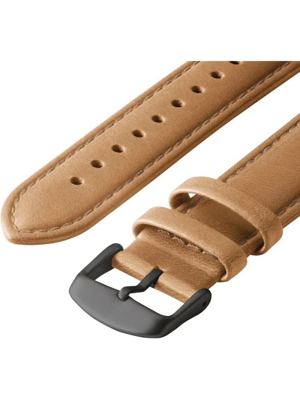 Men's Camel Tan/Matched Thread, Matte Gray Hardware Leather Straps Apple Watch